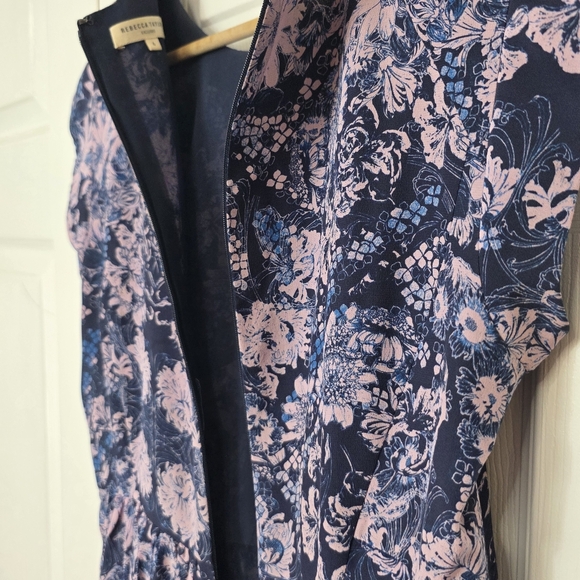 Rebecca Taylor Women's Purple Floral Boho Silk Mini Dress Size 6 - Picture 8 of 9